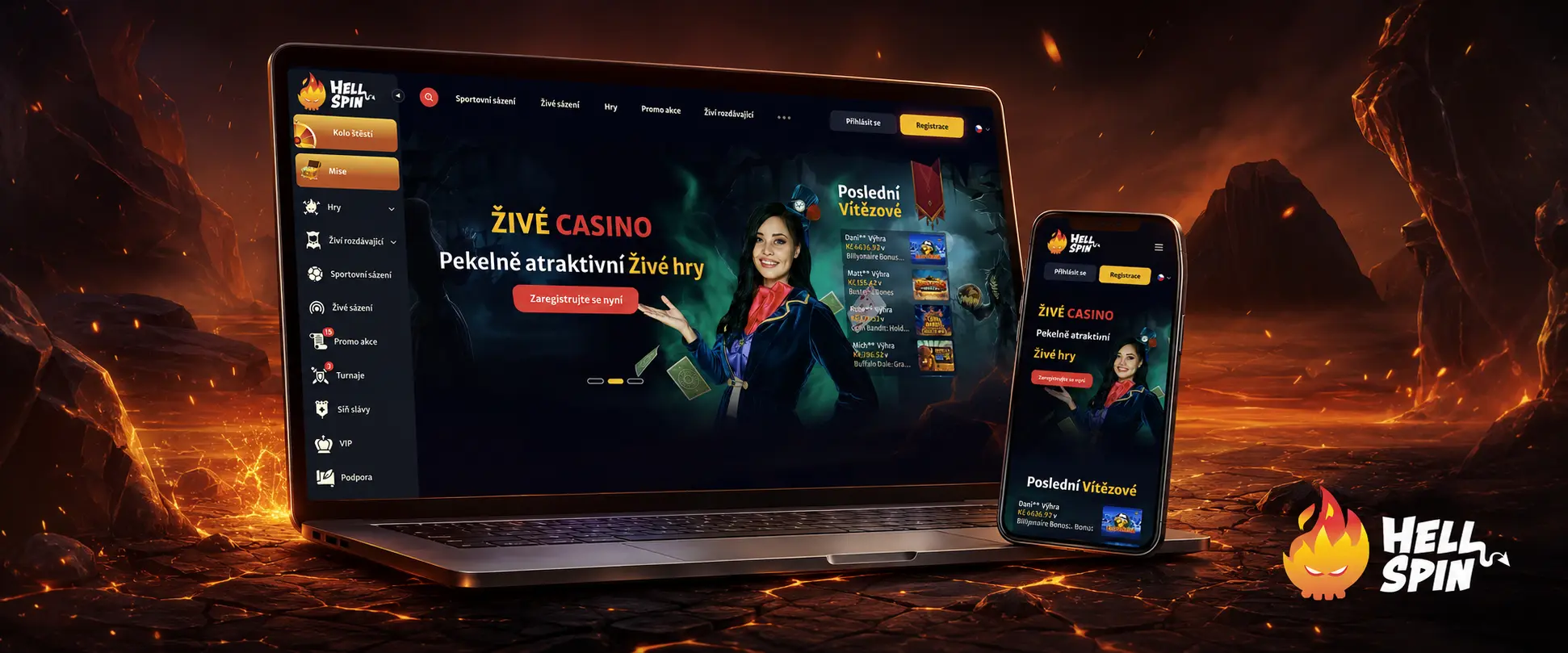 Registrace a přihlášení do HellSpin